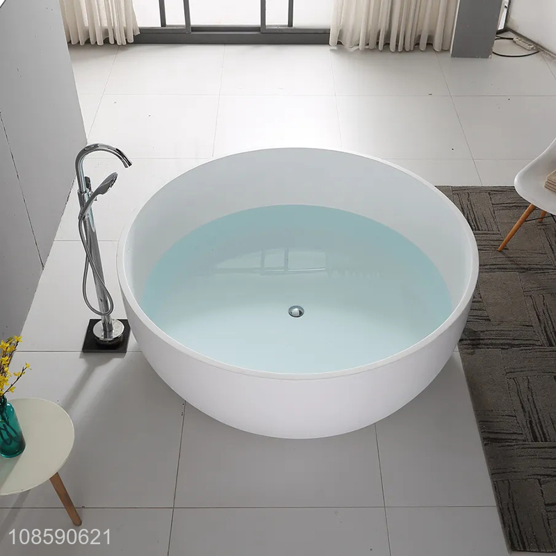 Wholesale matte white freestanding artificial stone solid surface bathtub