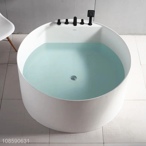 Wholesale round freestanding artificial stone bathtub in matte white
