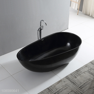 New product black artificial stone solid surface freestanding bathtub