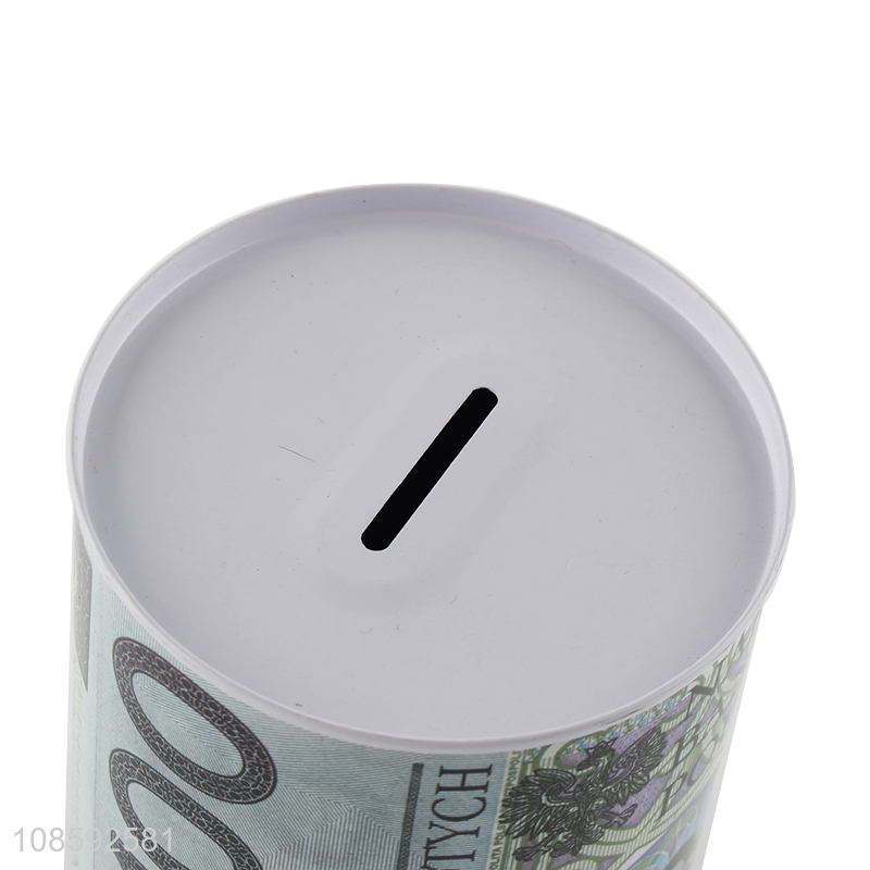 Custom logo tin money box metal piggy bank saving pot