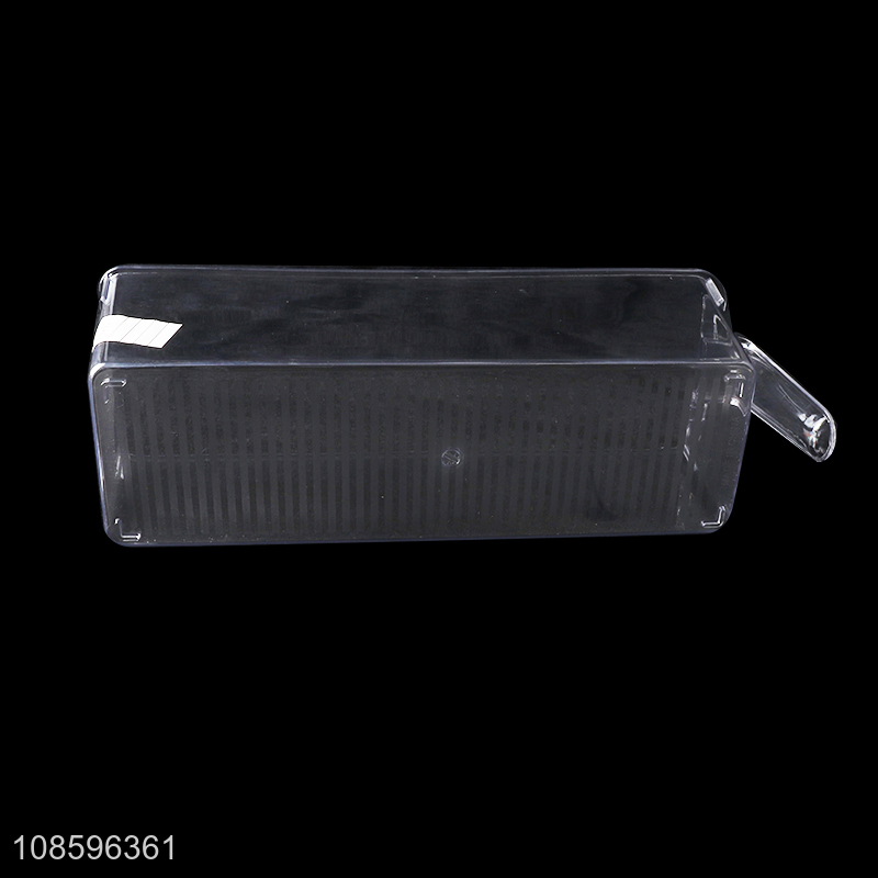 New product stackable plastic refrigerator organizer bin with handle