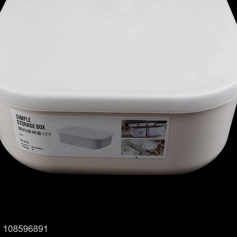 Hot products plastic white simple storage box with lid