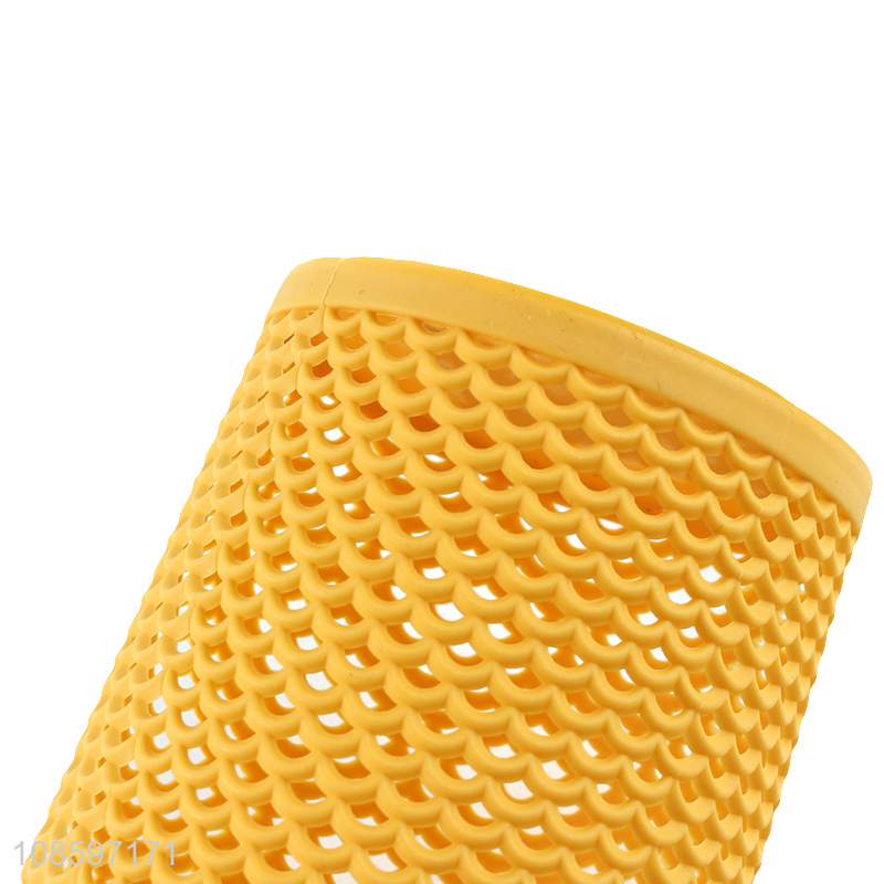 Best selling yellow round plastic pen holder stationery storage basket