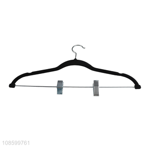 Wholesale durable flocked velvet clothes hanger trousers hanger