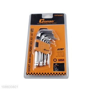 Professional supply 9pcs short arm ballpoint hex key set