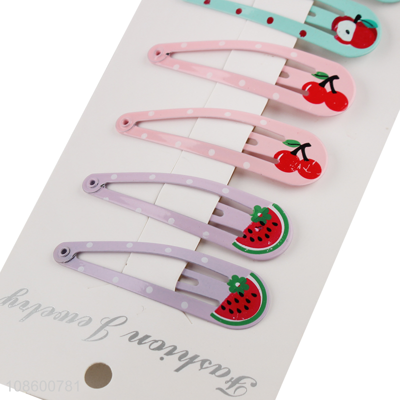 Hot selling fruit hair clip set metal hairpin set for kids