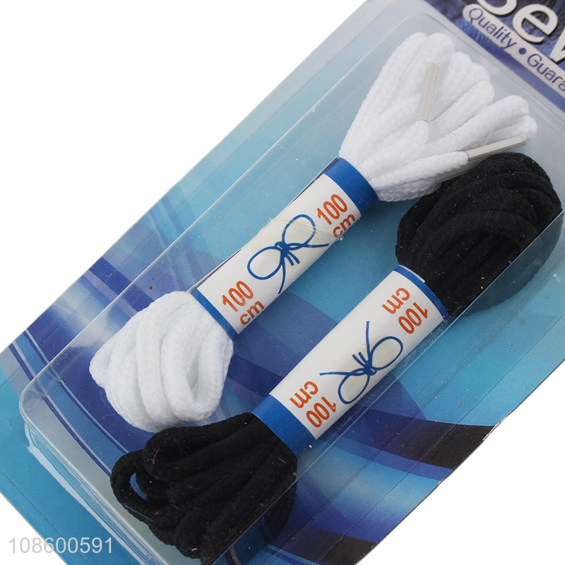 Factory supply black and white round shoe lace for sneakers