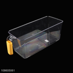 Good quality plastic refrigerator organizer bin with colorful handle