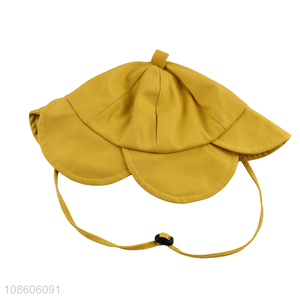 Wholesale solid color flower shaped bucket hat outdoor sunhat for kids