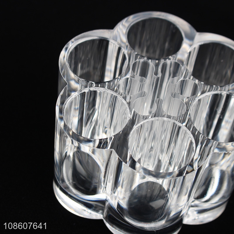 Wholesale flower shape clear acrylic cosmetic organizer display rack