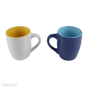 Hot sale glazed two-tone ceramic mugs coffee cups with handle