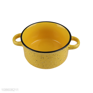 New product speckled double ears soup bowl ceramic salad bowl