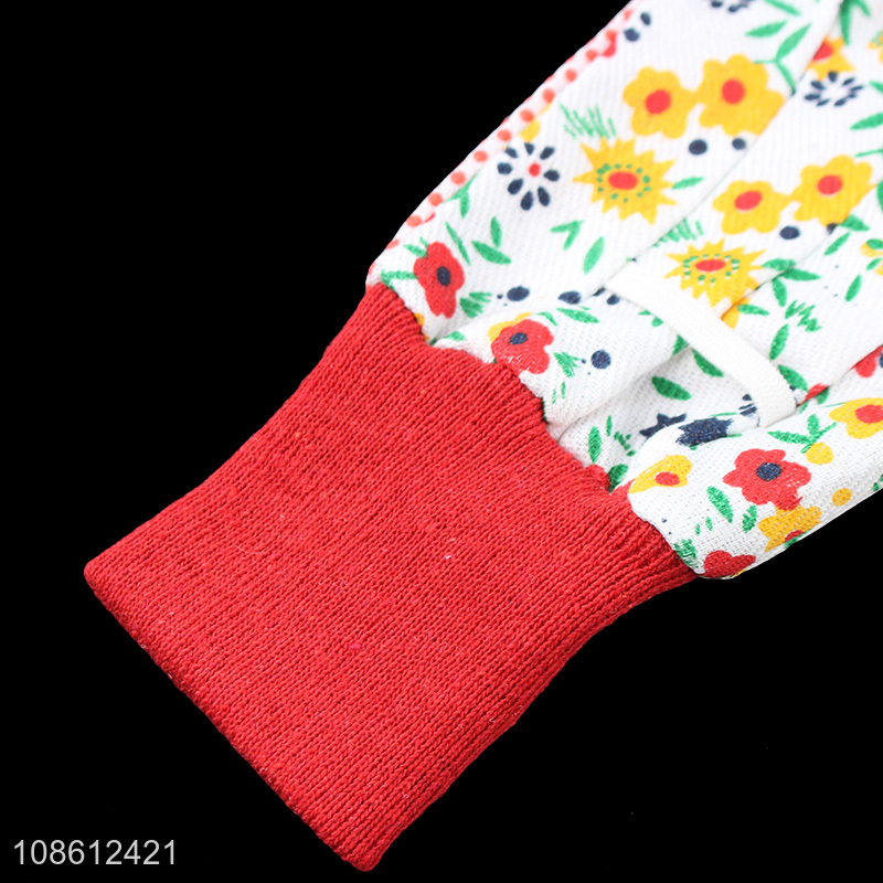 Hot sale floral print sweat absorbing cotton gauze safety gloves