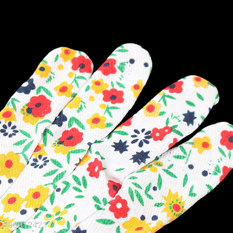 Hot sale floral print sweat absorbing cotton gauze safety gloves