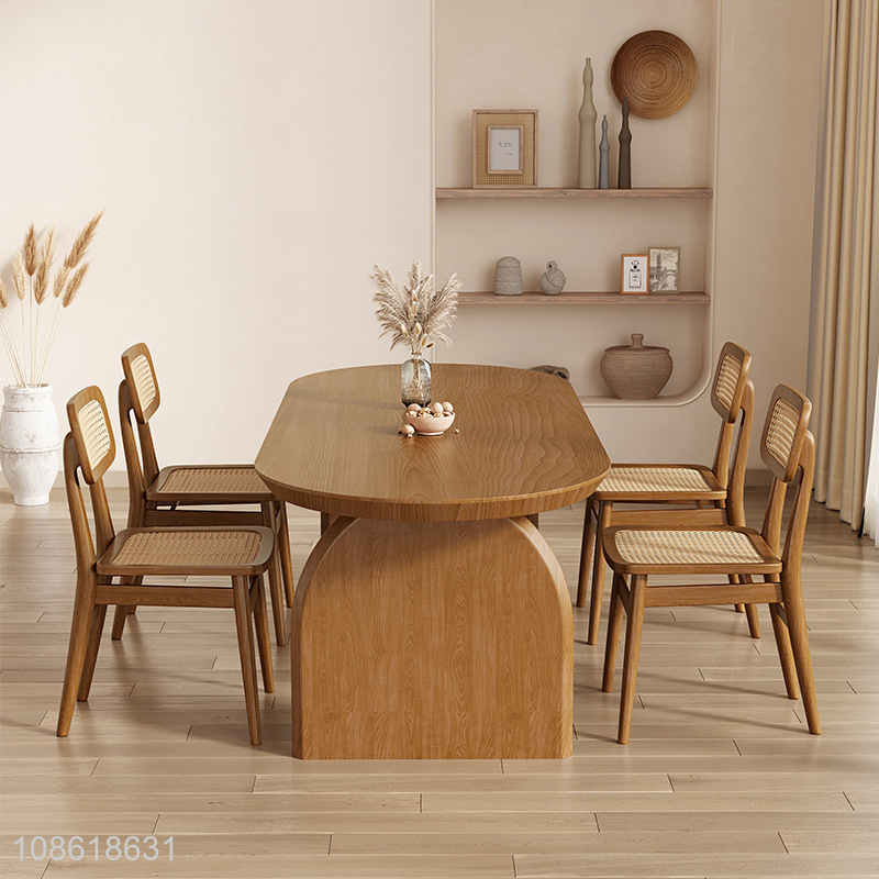 Factory price oval wooden dining table wabi-sabi table home furniture