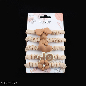 Good quality milk tea color elastic hair bands hair ties