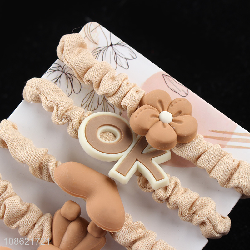 Good quality milk tea color elastic hair bands hair ties