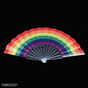 Most popular rainbow color lightweight hand fan for sale