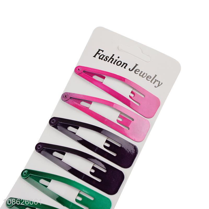 New product 6pcs metal snap hair clips colorful BB hairpins
