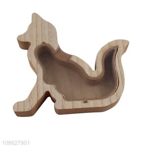 Wholesle creative dog shaped wooden <em>money</em> <em>box</em> saving pot for kids