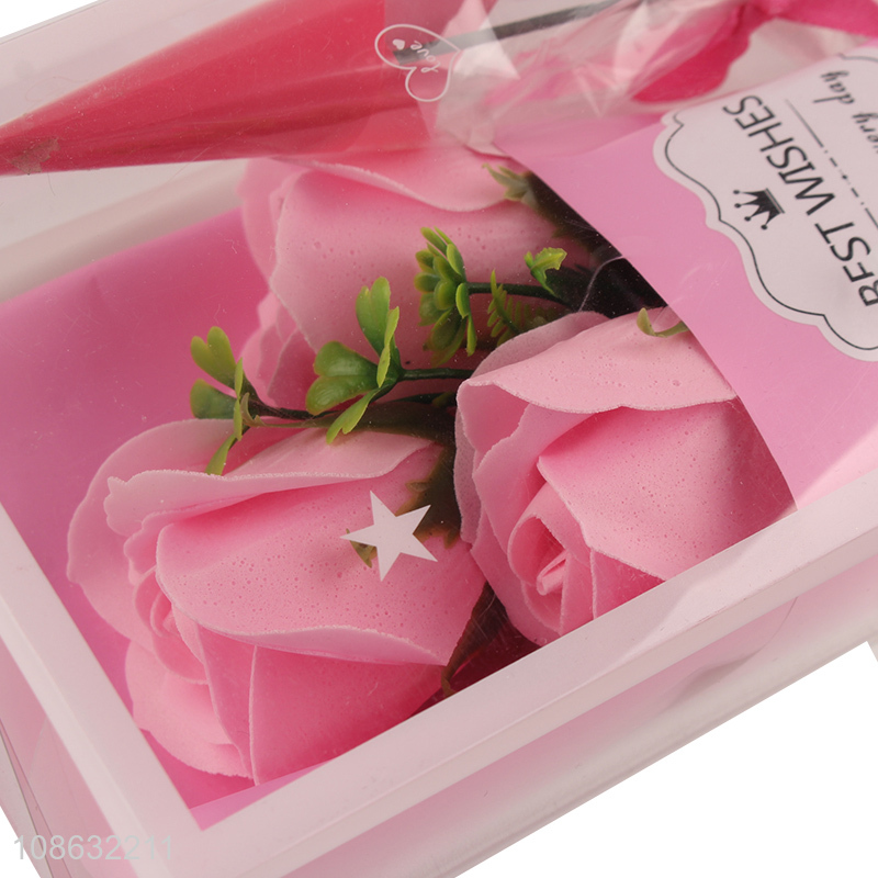 Factory price artificial bouquet soap rose flower gift box Valentines gift