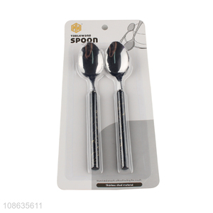 New product 2pcs stainless steel spoons metal dinner spoons