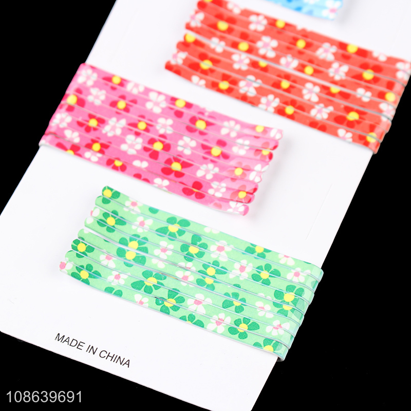Wholesale colorful floral print iron bobby pins women girls hair clips