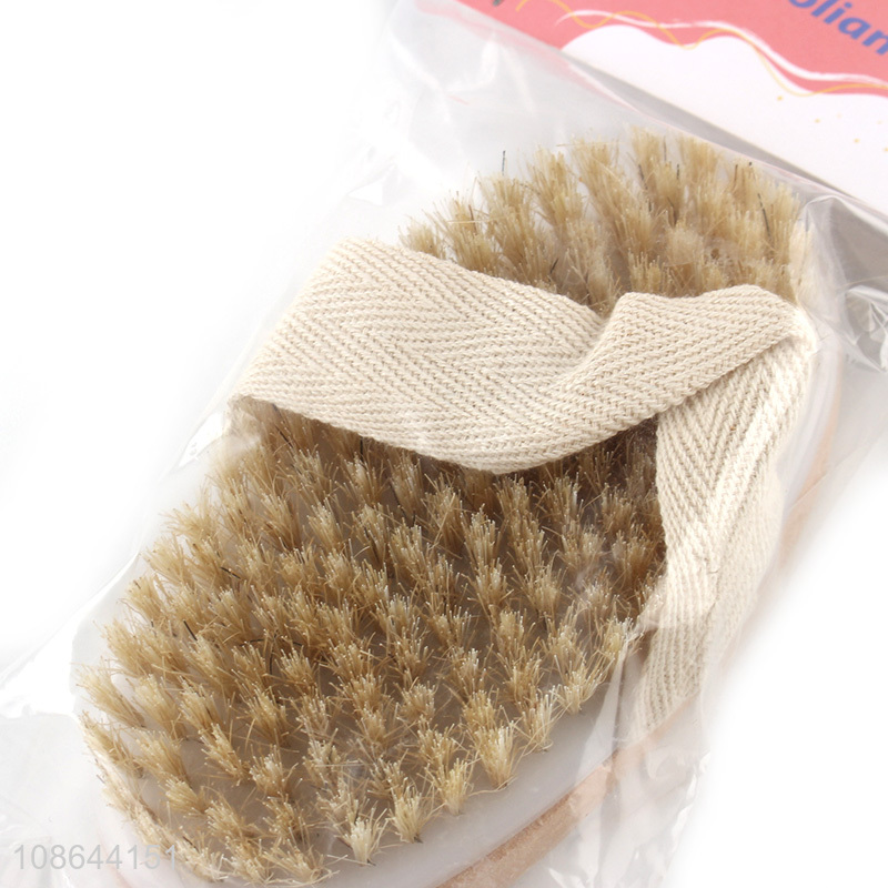 Hot selling handheld pig bristle bath brush exfoliating shower brush