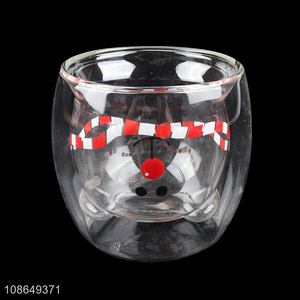 Hot selling cartoon bear glass double wall water cup water mug