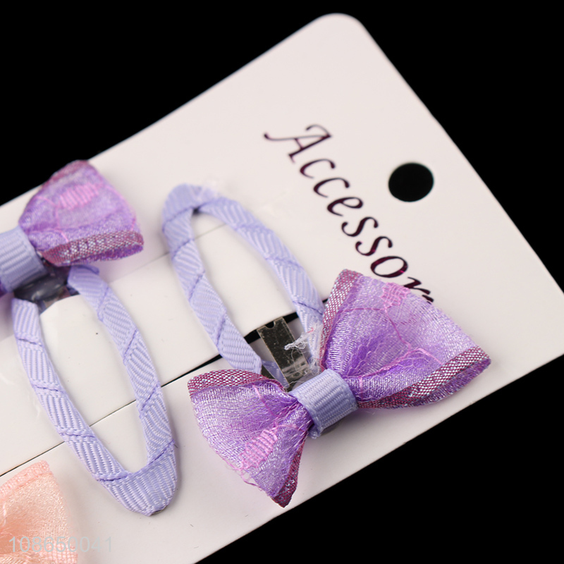Top selling 4pcs cute girls hairpin hair decoration with bowknot