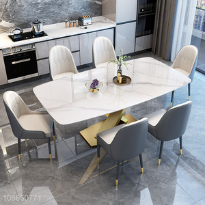 Most popular modern style rectangle rock <em>plate</em> dining table for sale