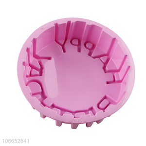 New product happy birthday silicone cake mold round silicone baking tray