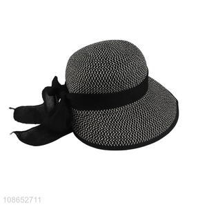 Wholesale French style polyester straw hat summer outdoor sun hat for women