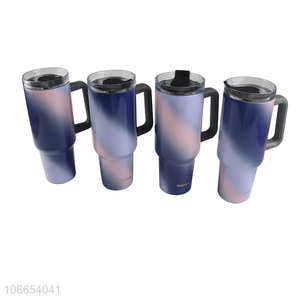 Wholesale gradient color double wall stainless steel thermal car travel mug