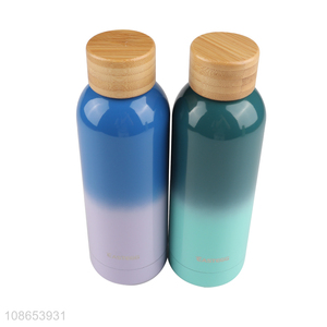 China supplier stainless steel thermal water bottle with bamboo lid