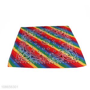 Popular products rainbow color cotton women bandanas kerchief for sale