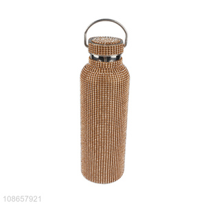 Wholesale stylish stainless steel double wall insulated diamond water bottle