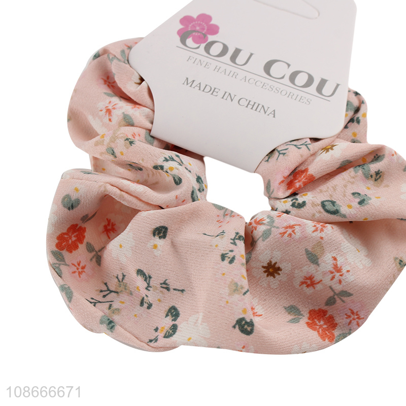 Best selling floral print elastic hair scrunchies hair bands