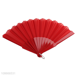 Promotional solid color folding hand fans foldable handheld fans