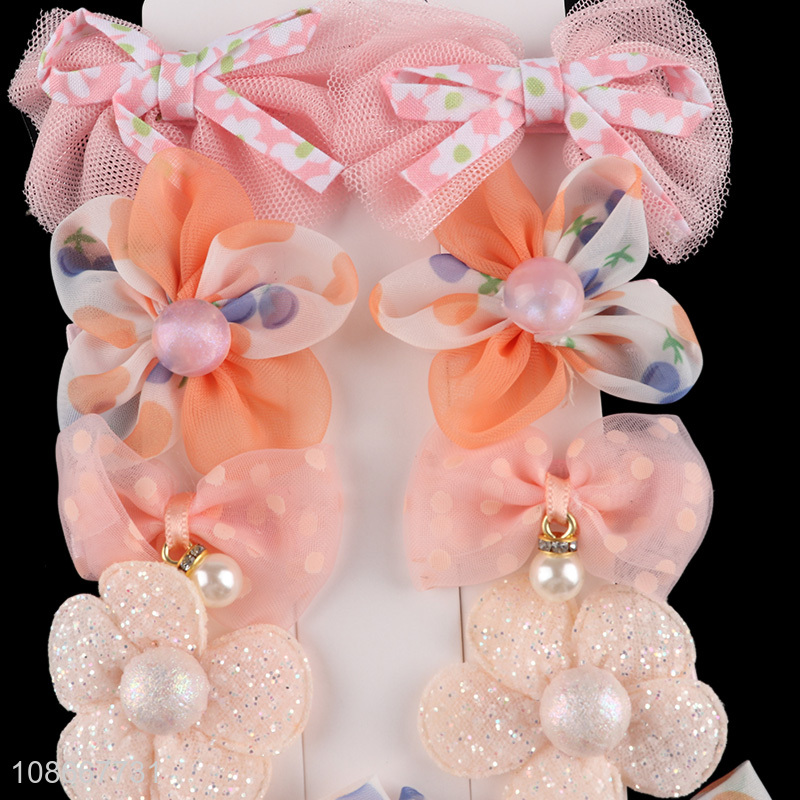 Hot products headwear girl fashion colourful flower bow hair clips for sale