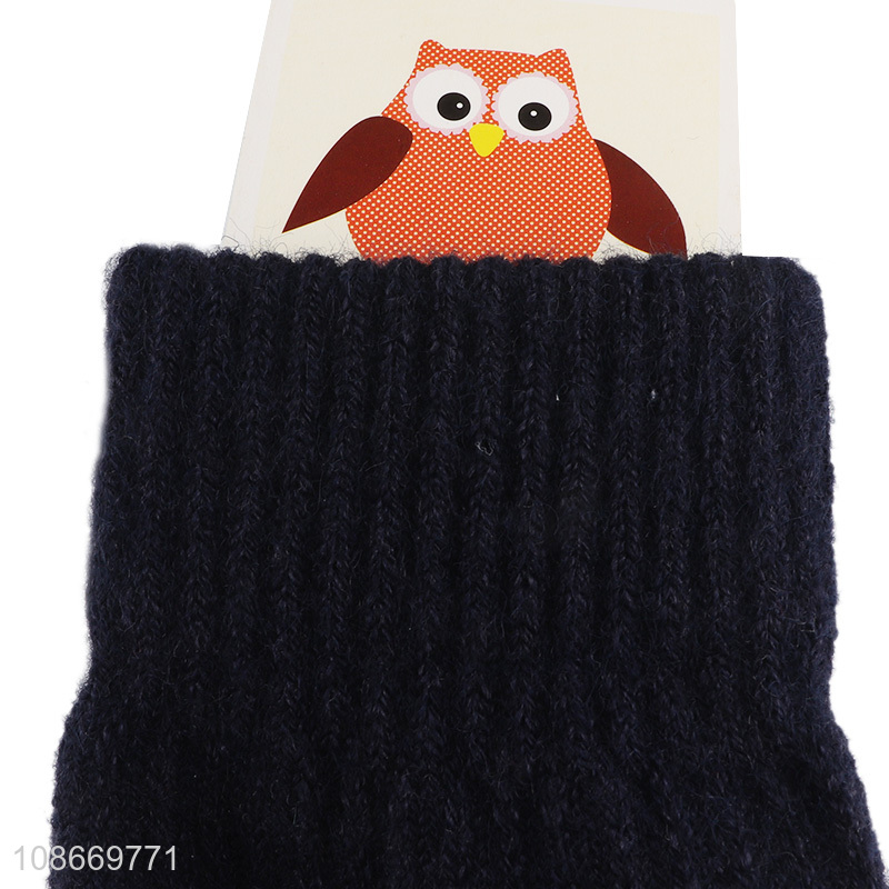 Online wholesale winter warm fuzzy knitted full finger gloves for men