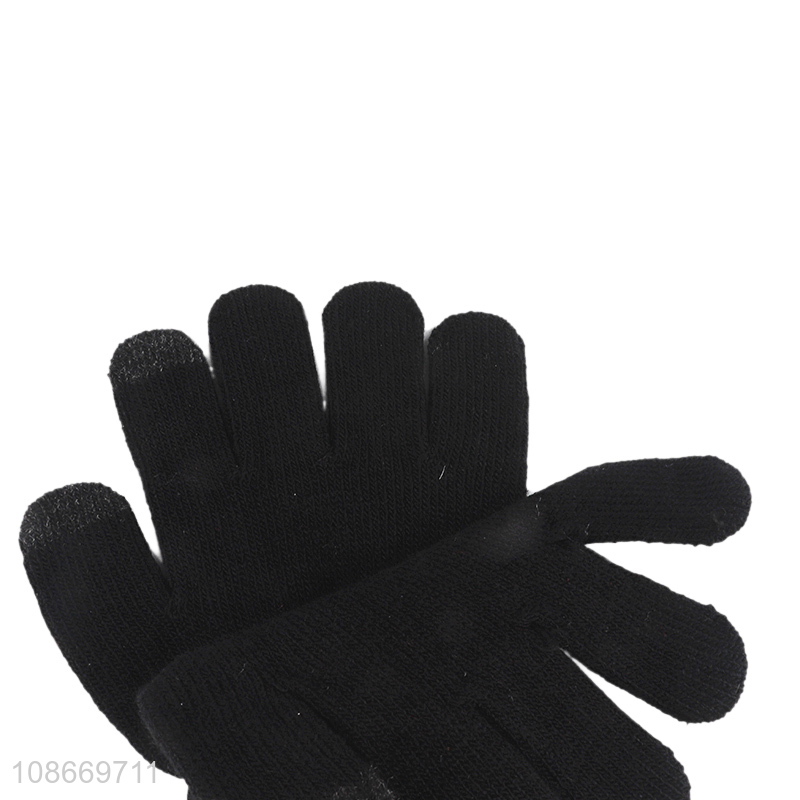 Wholesale kids winter gloves solid color winter warm knitted gloves
