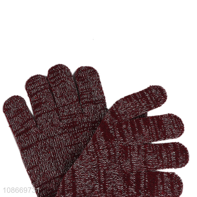 Online wholesale men's gloves winter thermal shiny silver yarn gloves