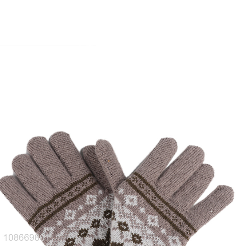 Good quality men winter gloves full finger outdoor knitted mittens