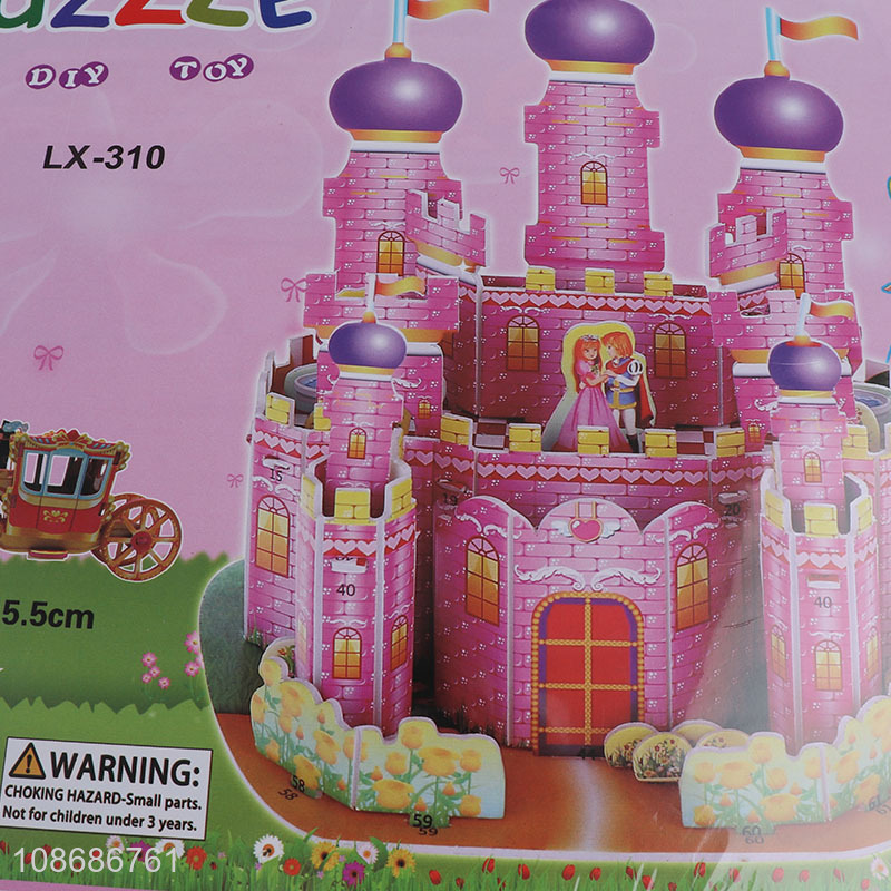 Recent product 3D pink castle puzzle kids educational puzzle