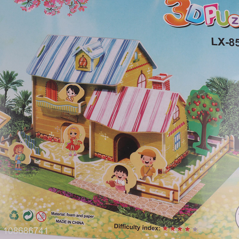 Hot product DIY 3D house puzzle kids educational puzzle toy