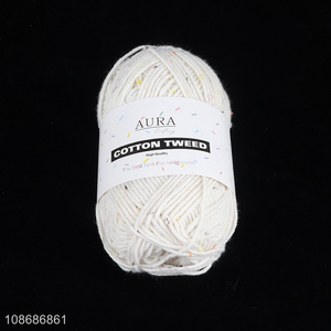 Online wholesale white cotton tweed knitting wool yarn for scarf