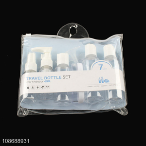 Good quality 9pcs leakproof empty plastic travel bottle set for toiletries