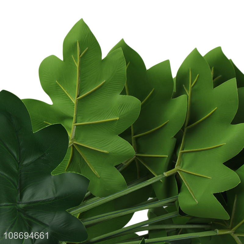 Hot sale green natural plastic fake leaves decorative artificial plants wholesale