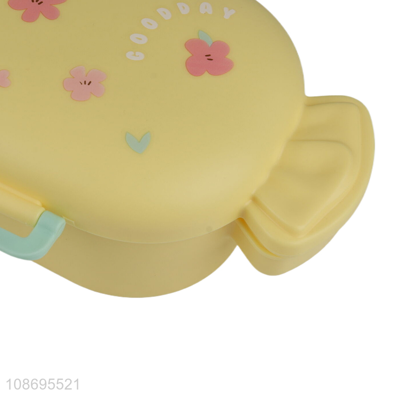 New product cartoon candy shaped bpa free plastic lunch box with cutlery